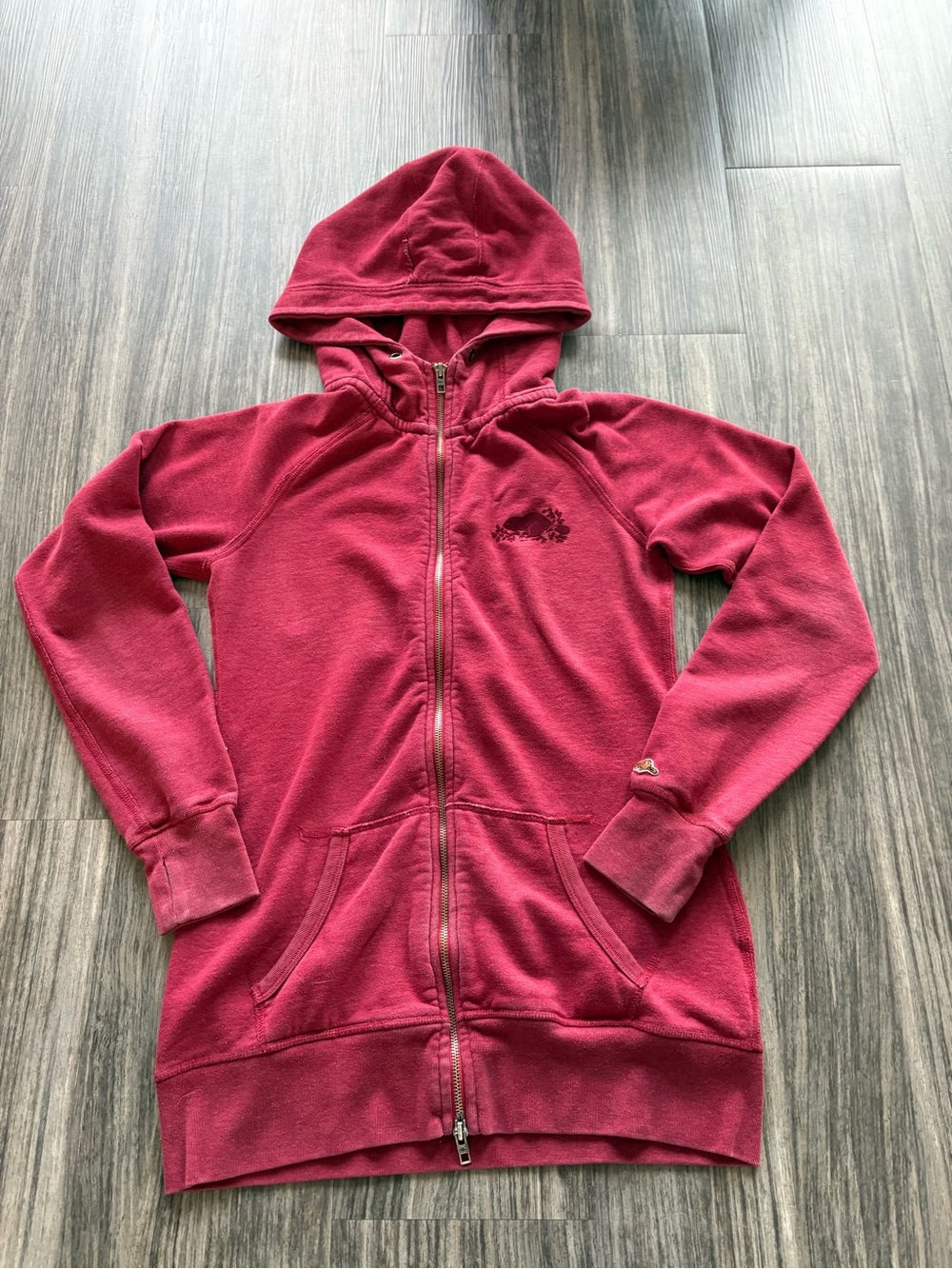 Roots Women's Long Zip-Up Hoodie Jacket - Deep Raspberry